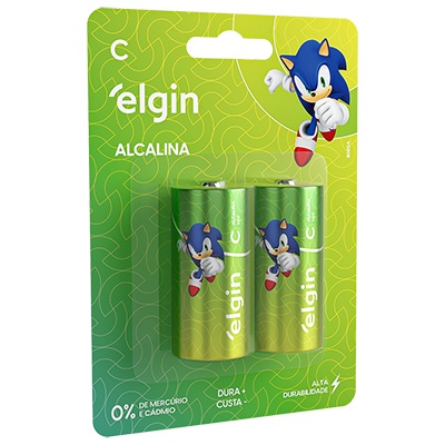 Pilha Alcalina Tipo C Lr14 Media 1.5v Elgin (Cartela C/2)