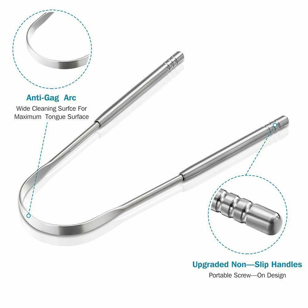 Kit C/2 Raspador De Língua Limpador Em Aço Inox Para Higiene Bucal