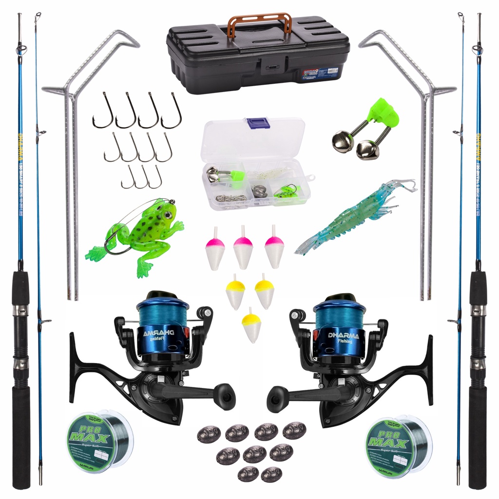 Kit De Pesca Completo 10kg C/ 2 Varas + 2 Molinetes + Itens