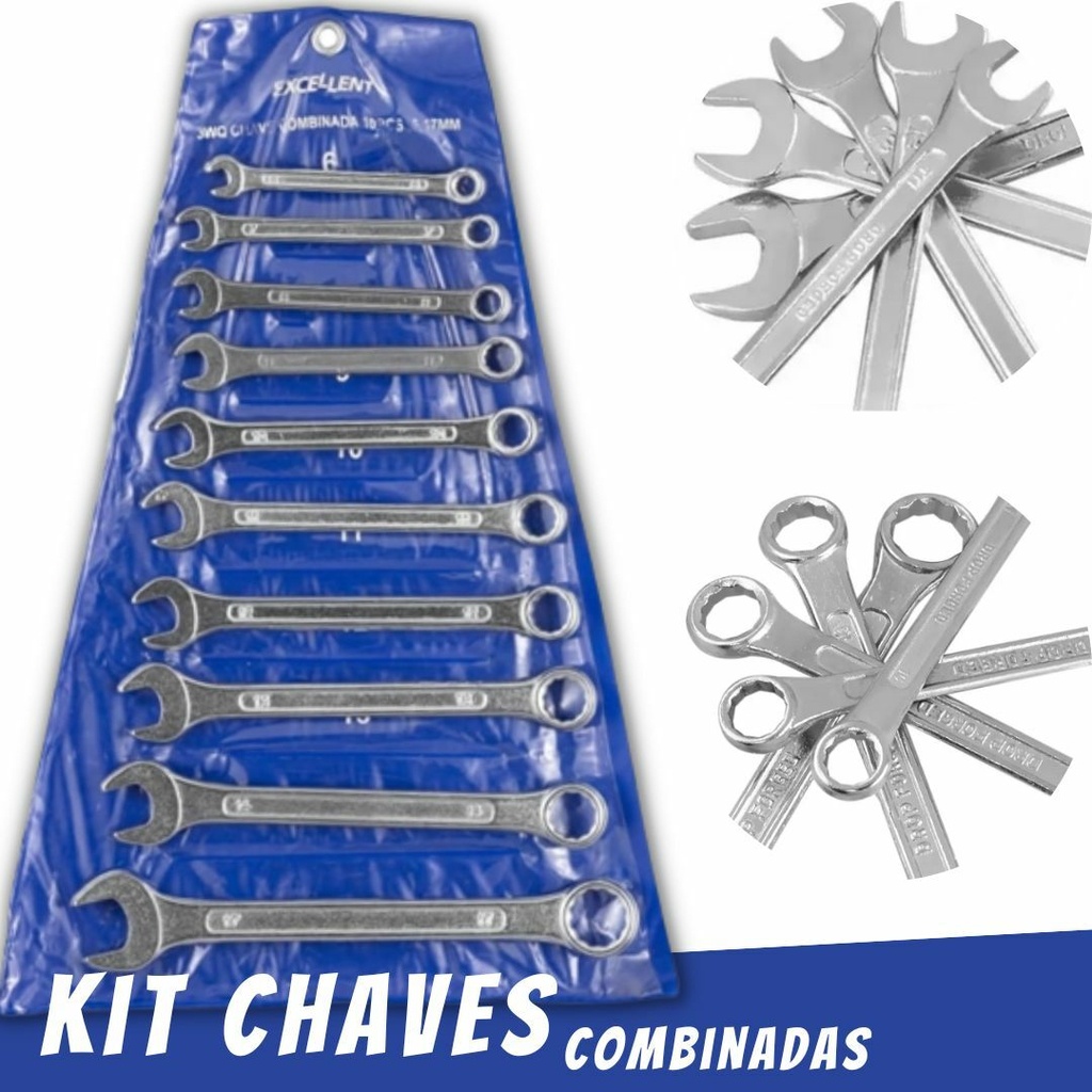 Chaves Combinadas Em Aço Carbono Boca Estrela 03 - 06 e 10 Peças Várias Medidas Escolha Seu Kit