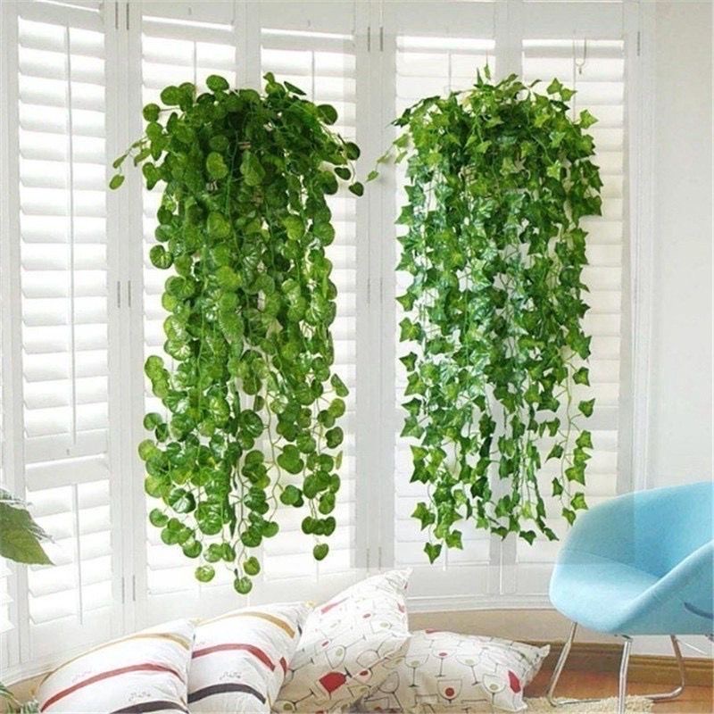 Planta  Pendurada Verde Artificial Parede Folhagem Para Decoração
