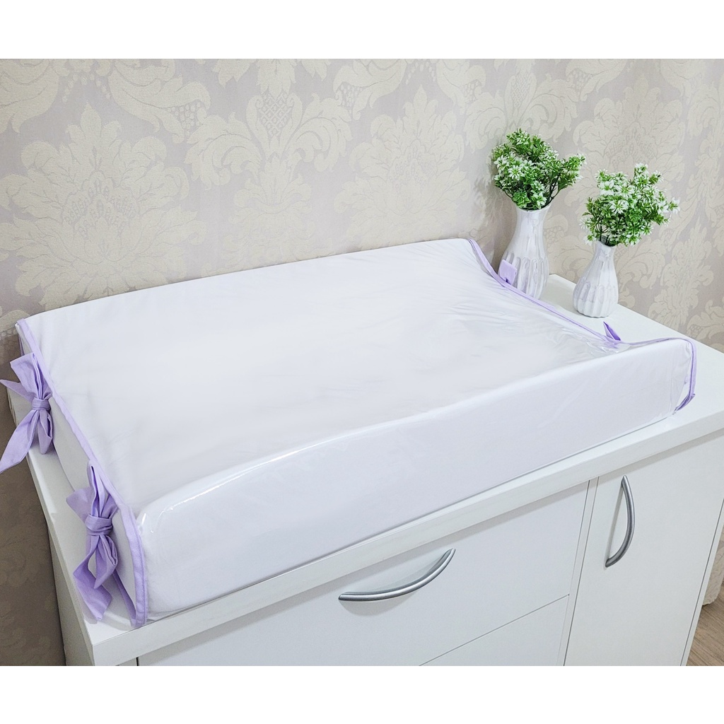 Trocador Plastificado Anatômico Com Amarras Branco/Palha - Oferta - Americano - Atenas