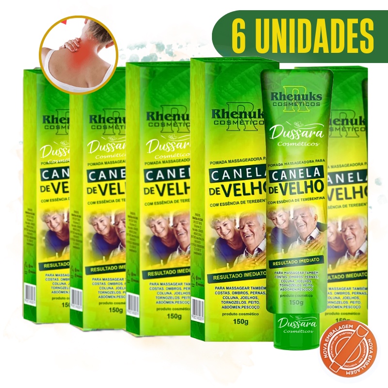 kit 6 Pomada Massageadora Canela de Velho - 150g - Rhenuks - Resultado Imediato