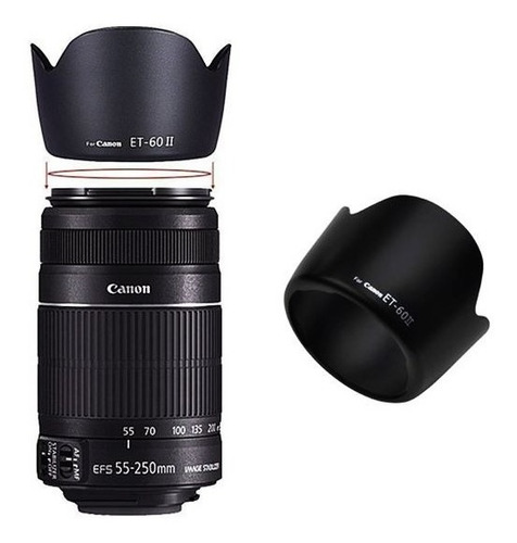 Para-sol Et-60ii Lente Canon 55-250mm 75-300mm 90-300mm Et60