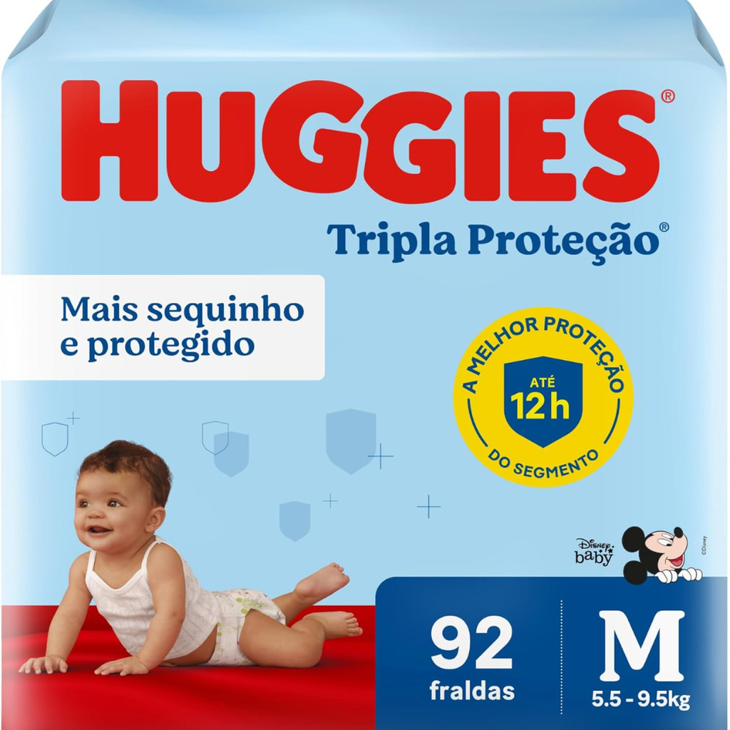 Fralda Huggies Tripla Proteção Hiper - Tamanho M - Com 92 Unidades
