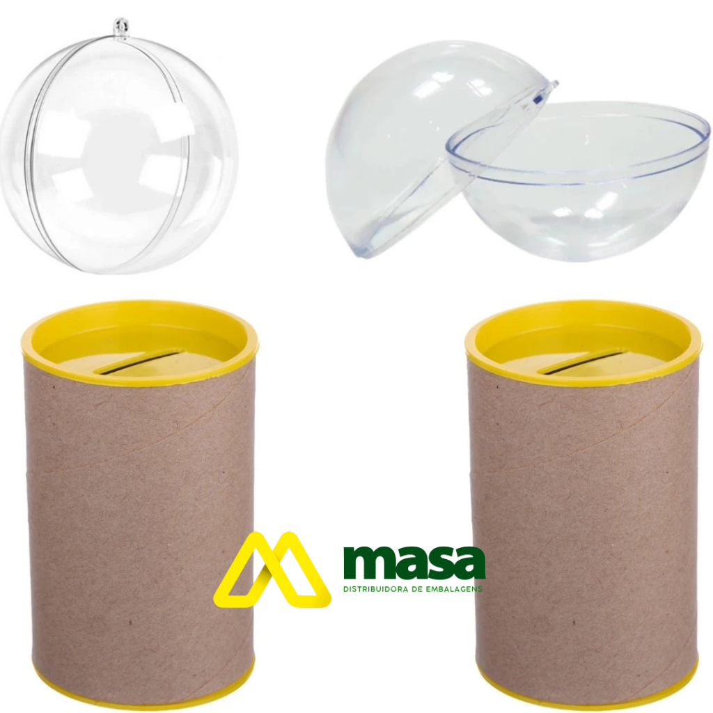Kit 30 Cofrinho 10x6 e 30 Esfera Bola Acrilica 6,5cm- cofre para lembrancinha Festa Luxo Cofre Duplo
