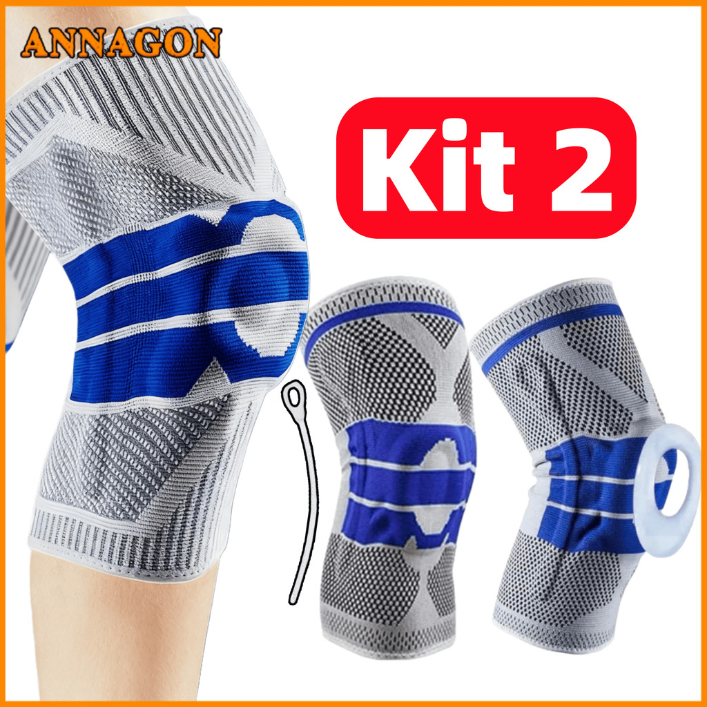 Kit 1/2 Joelheiras Ortopédicas 3D com Silicone e Aço - Alívio Dor Joelho para Esportes e Fitness