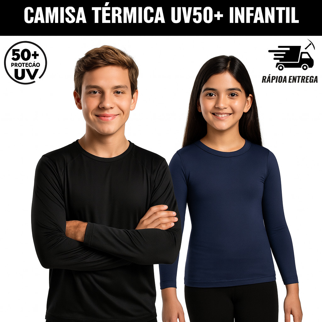 Camisa UV proteção solar infantil 2 a 14 anos masculina e feminina