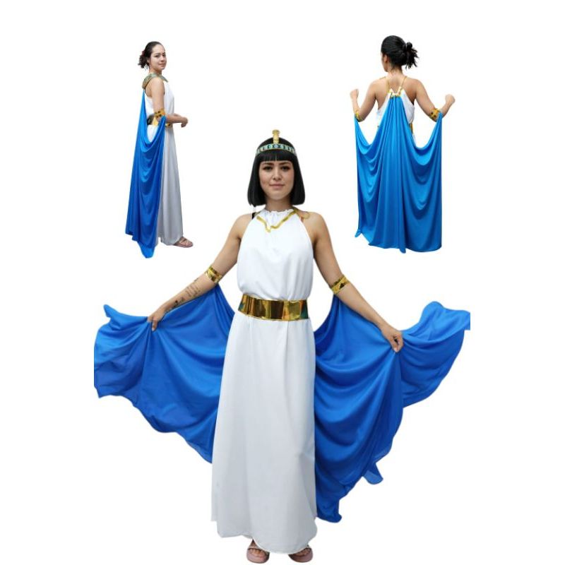 Fantasia de Egípcia, Vestido com Capa, Cinto e Braceletes completa, Veste Egípcia, Fantasia de Azenate, Fantasia Biblica