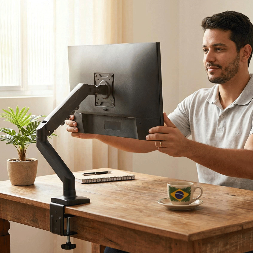 Suporte para Monitor Ajustável 360° - Até 9kg, Instalação Rápida, Alívio Cervical, Compatível 17-32"-U5