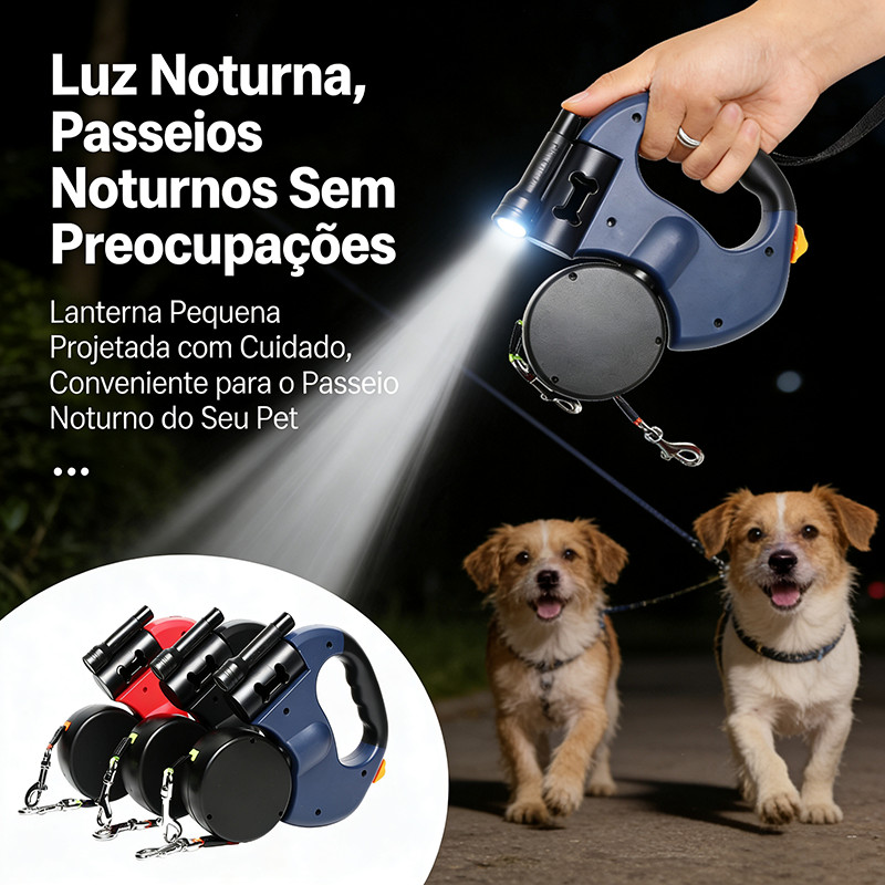 Coleira para dois cães/coleira para cachorro/Coleira Guia Retrátil 3 Metros Pets Cachorro Cães Gatos 360° Z17