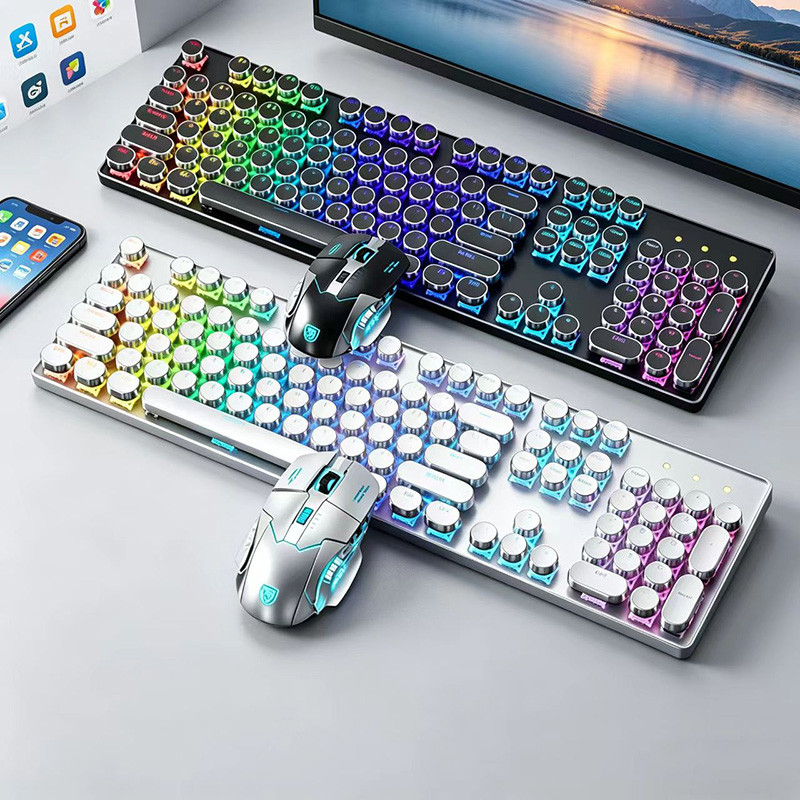 Kit Gamer Teclado Mecânico RGB + Mouse USB 3200DPI  Com 6 modos de iluminação – Jogos, Stream e Competição H7
