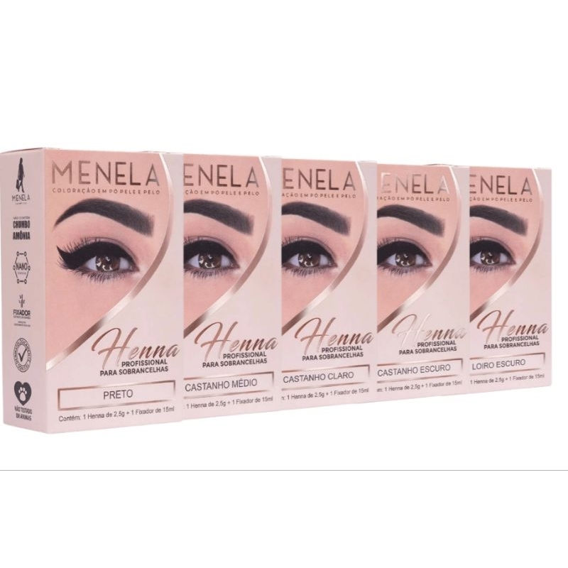 Henna Sobrancelha Menela 2,5 G Com Fixador, Todas as Cores