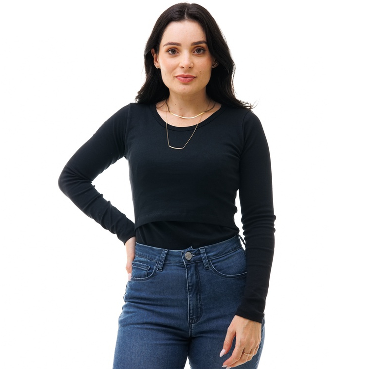 Blusa Manga Longa Amamentação VÁRIAS CORES