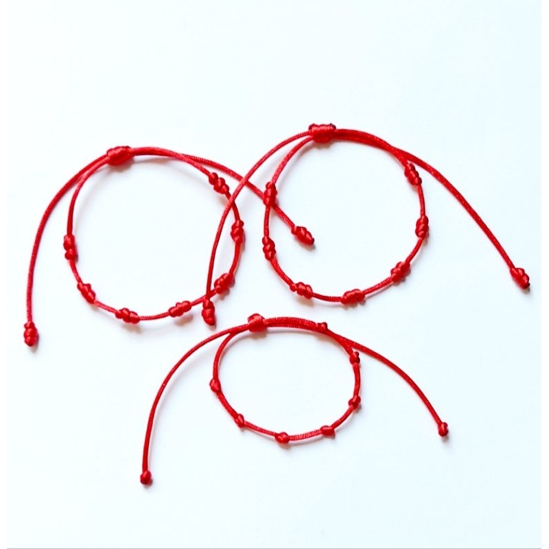 3 PULSEIRAS DE PROTEÇÃO CABALA VERMELHAS 7 NÓS PARA PAPAI, MAMÂE E BEBÊ