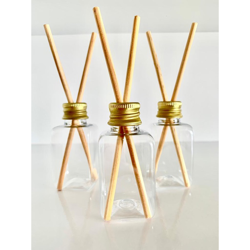 100 Frascos Pet para Aromatizador / Difusor Quadrado 42 ml. Tampa Alumínio