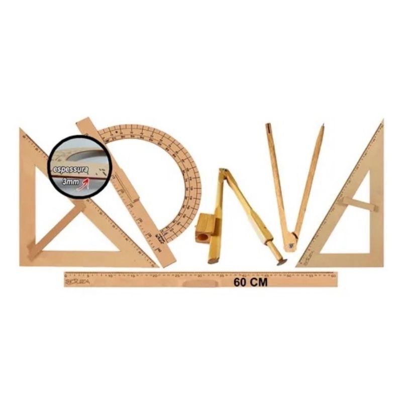 Kit geométrico professor MDF Souza