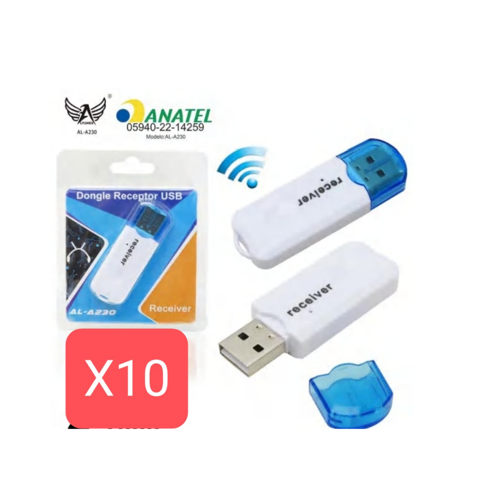 kit 10 Receptor de Áudio Bluetooth USB AL-A230