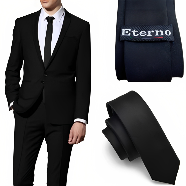 Gravata Social Masculina Slim Preta Lisa ou Estampada Fio 960 Vários Modelos Elegante Casamento