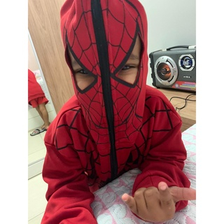 Blusa de frio Homem Aranha / casaco infantil com capuz-máscara diversos personagens Heróis