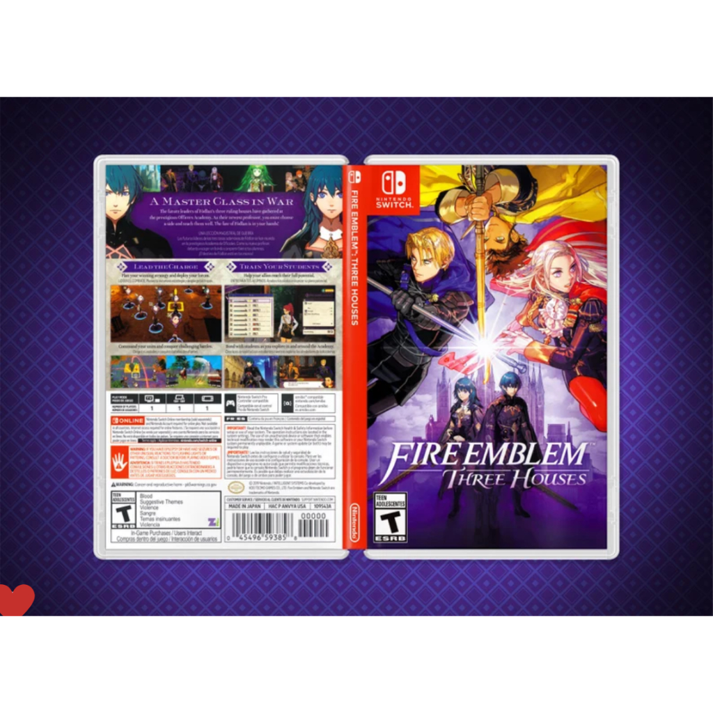 Fire Emblem: Three Houses - Encarte Impresso - Nintendo Switch - Reposição de Capa Frente e Verso - Substituição de Capinha e Case / Caixa