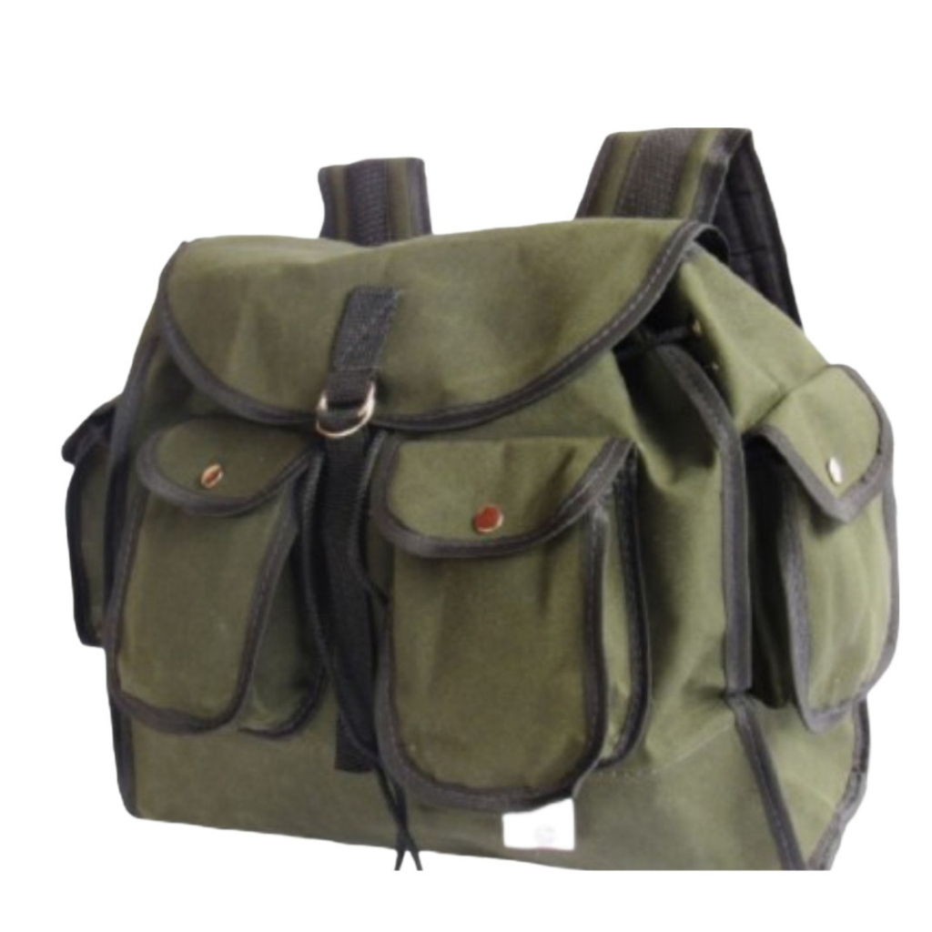 Mochila de pesca em lona de caminhão resistente 4 bolsos Tamanho M
