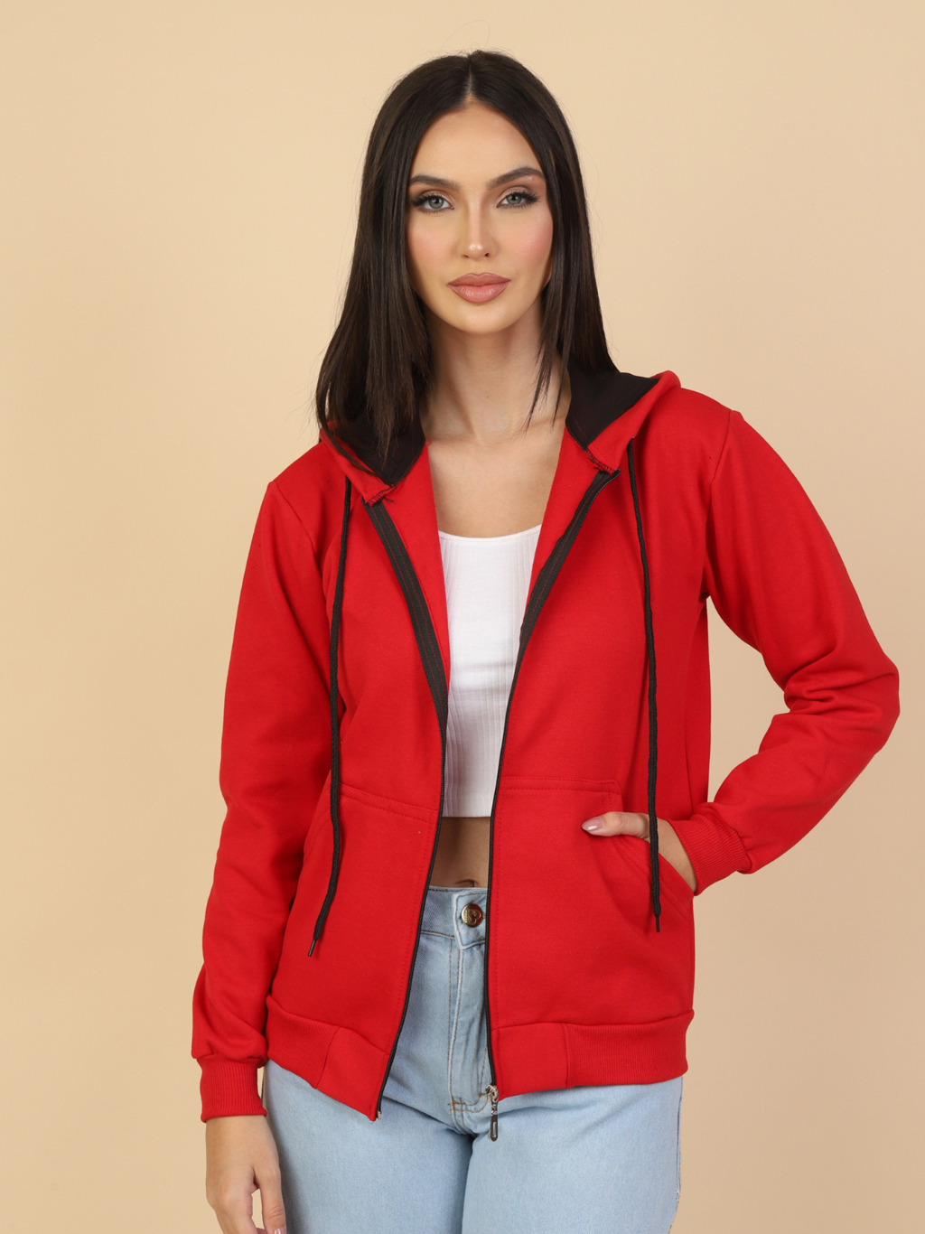 KIT 2 Peças Blusa de Frio Moletom com Ziper Feminina Liso Direta Da Fabrica