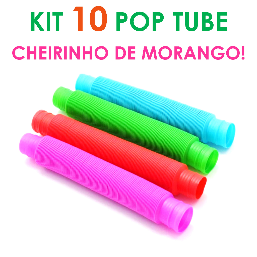 Kit 10 unidades POP TUBE Tubo Fidget Toy Sensorial Descompressão Anti Stress 14cm