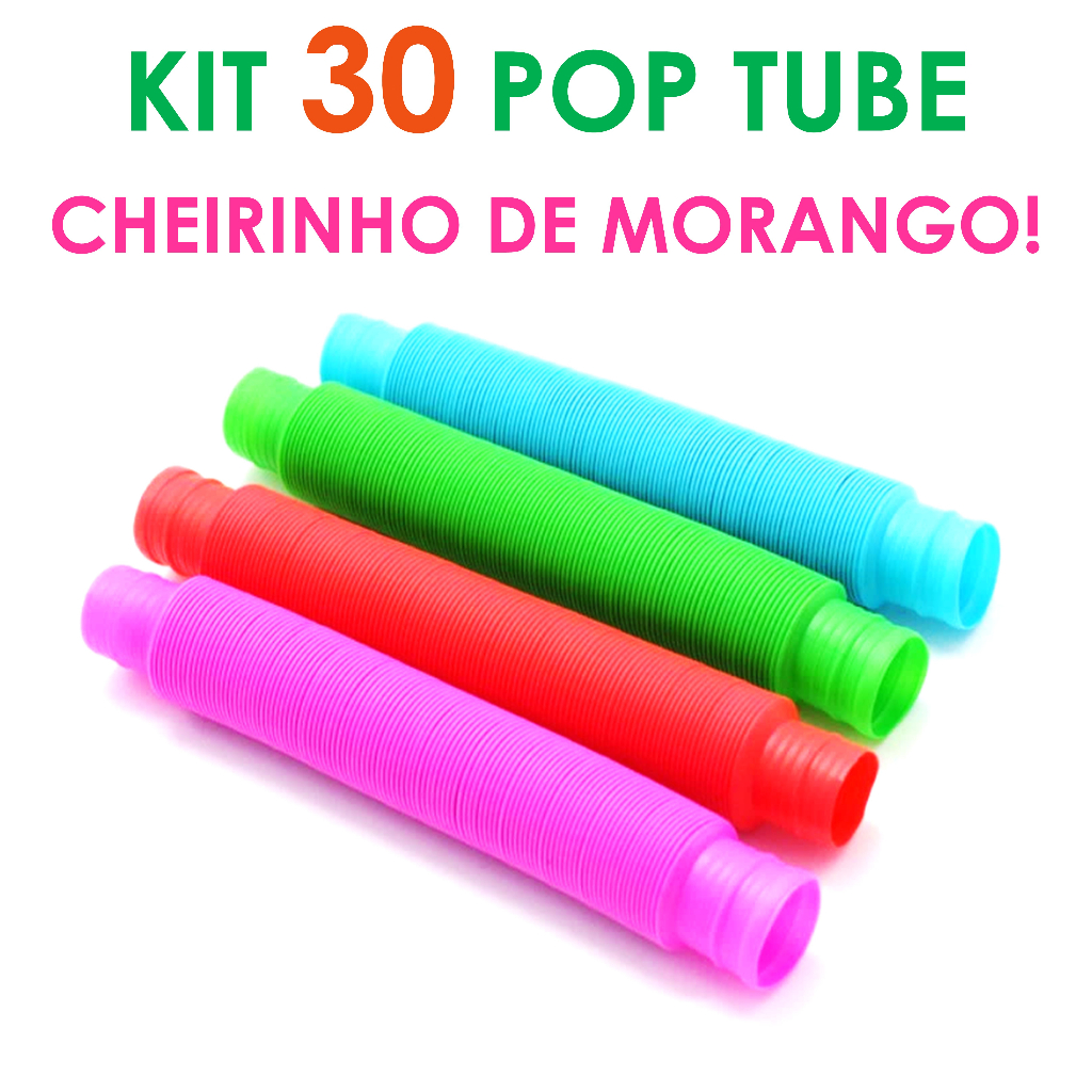 Kit 30 unidades POP TUBE 14cm Tubo Fidget Toy Sensorial Descompressão Anti Stress Colorido