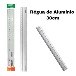 Régua Alumínio 30cm Escolar Escritório Leo &Leo