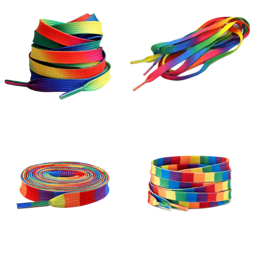 Cadarço Achatado Colorido Ténis 120cm (1 Par) - Degrade e Quadradinhos