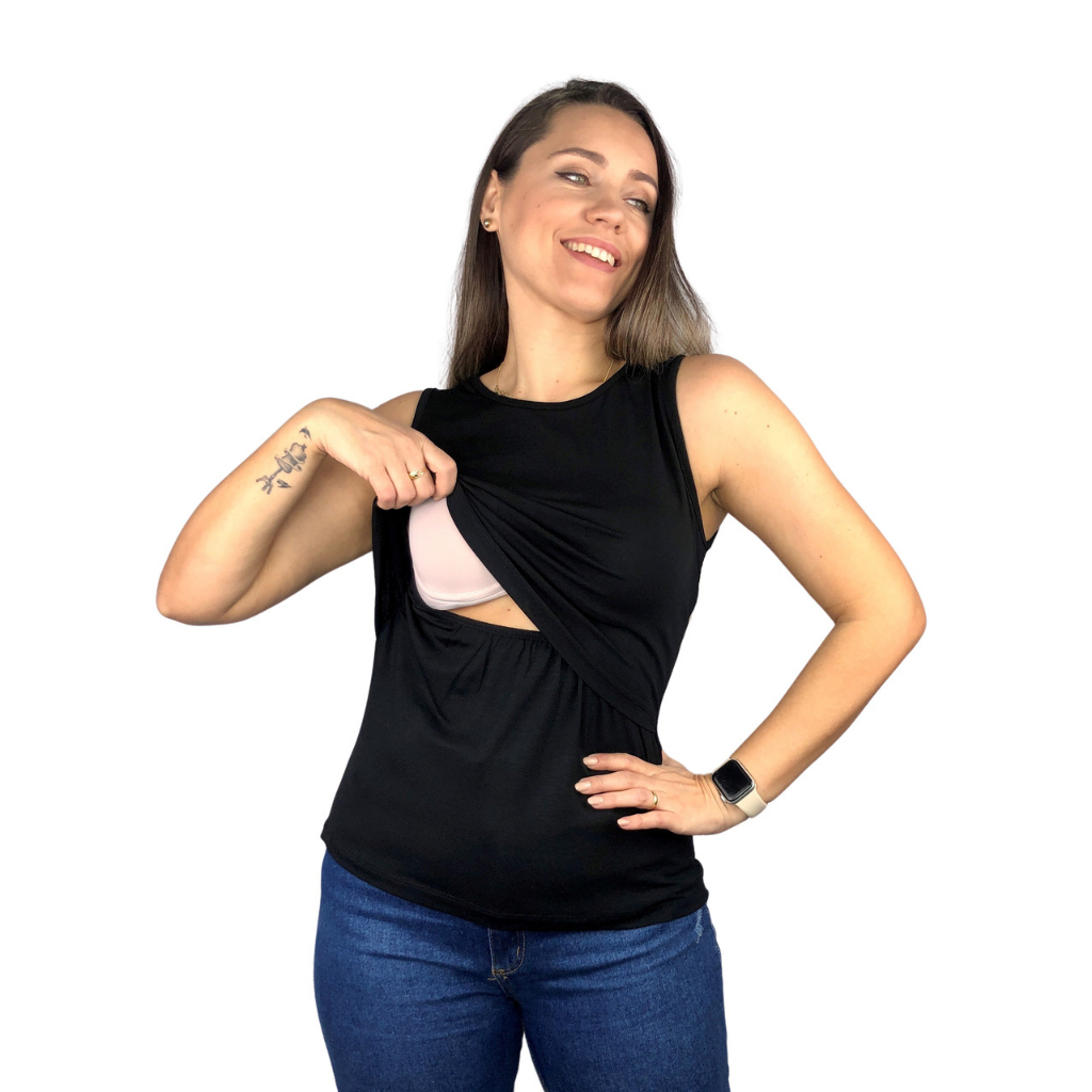 Blusa Amamentação Diversas Cores Viscolycra Premium Camiseta Regata Gestante Grávida Amamentar
