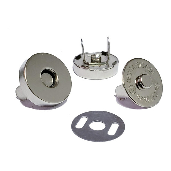 Kit 10 Und Botão 14mm Imantado Níquel Para fecho de Bolsa Artesanato