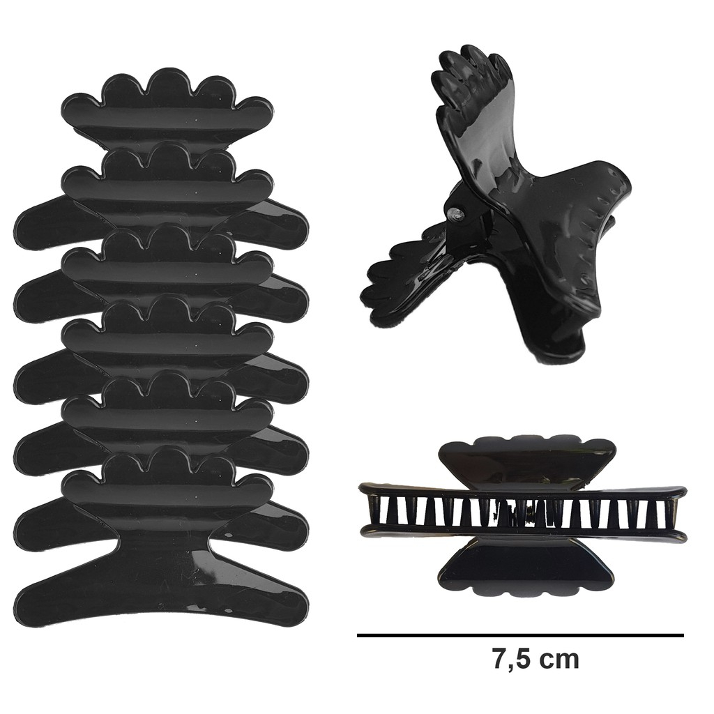 Kit 6 Piranhas Salão Para Cabelo Preto Transparente Colorido