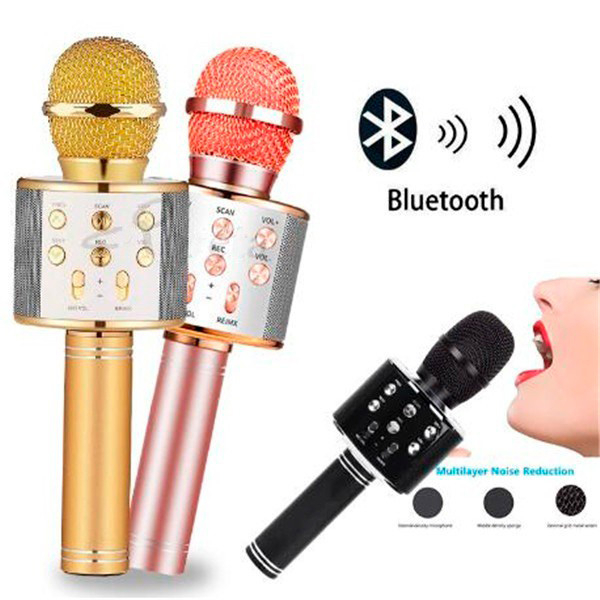 Microfone Infantil Bluetooth Karaokê WS-858 Portátil e Efeitos de Voz – Diversão para Crianças