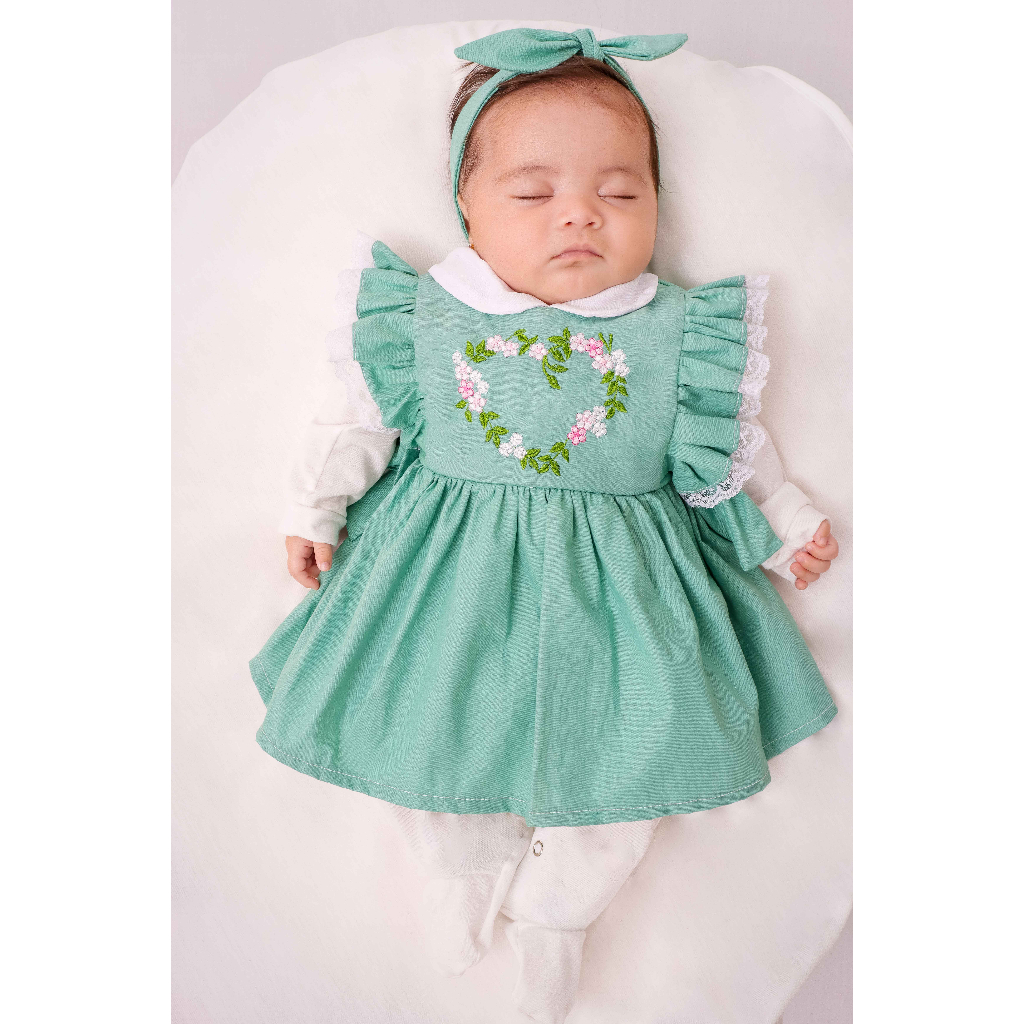 Saída Maternidade Menina 04 peças Coração Zoe Roupa de Bebê Menina