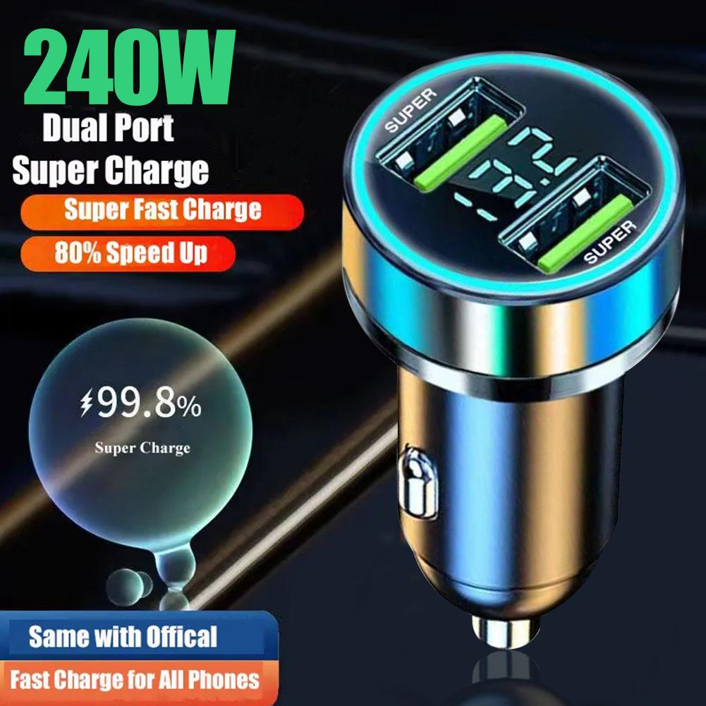 Carregador Veicular Rápido Duplo Usb 3.1 LED super Carregadores Celular Carro Tomada USB Turbo Automotivo Android iPhone