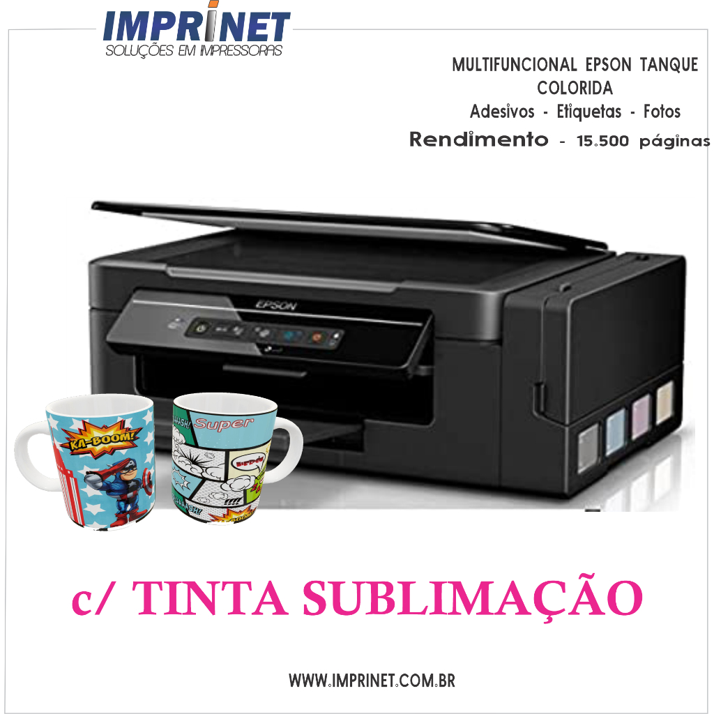 Impressora Multifuncional Ecotank Epson, bivolt, colorida, L3250, Wifi, tintas sublimática