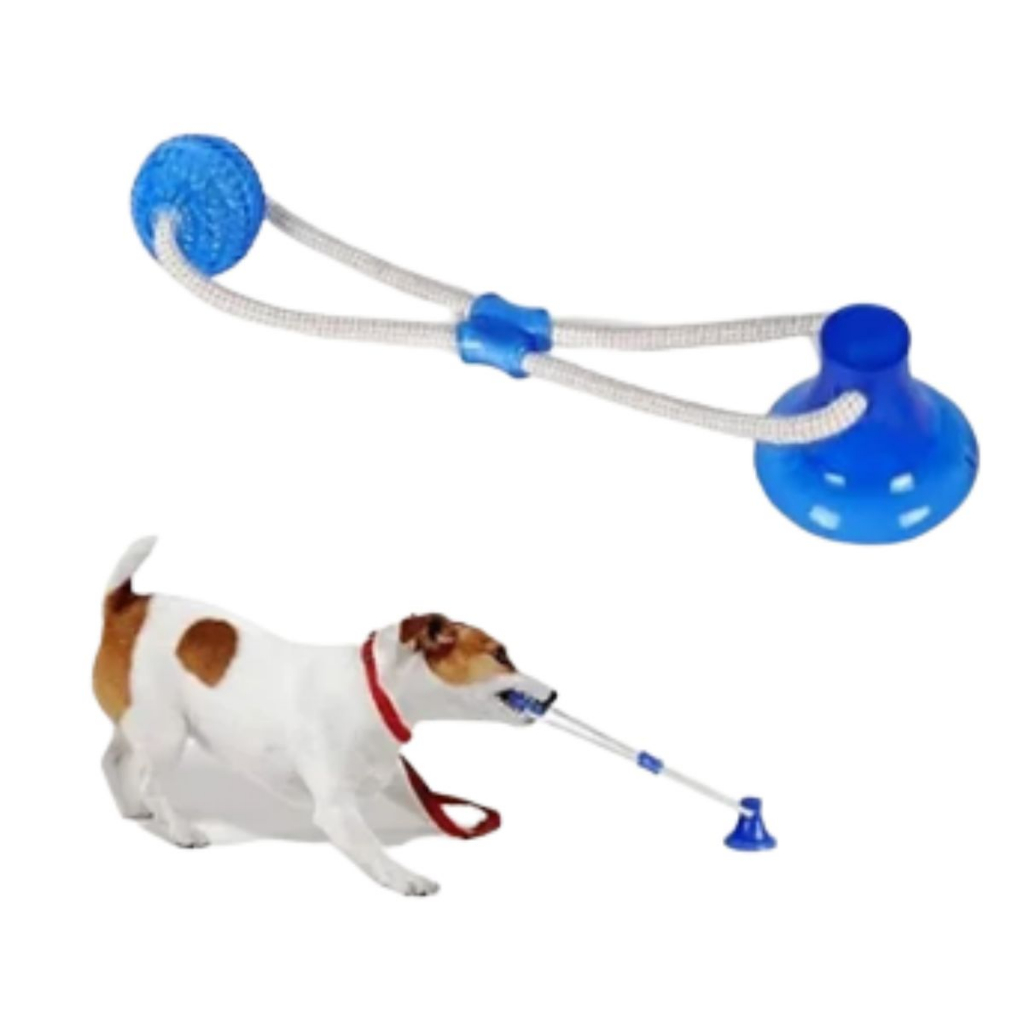 Brinquedo Interativo para Cachorro Pet Corda Mordedor com Ventosa Push Ball Grande Cabo de Guerra
