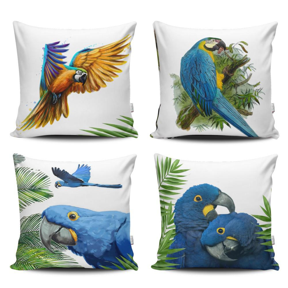 Kit c/ 4 Capas de Almofada Decorativas Modern Print 45x45 - Folhagens