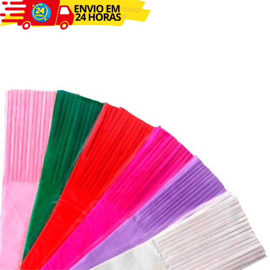Papel De Seda Para Bala De Coco Com Franjas Várias Cores Com 48 Unidades