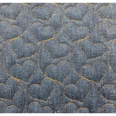 TECIDO MATELASSADO JEANS TRADICIONAL CORAÇÃO CARAMELO - PREÇO DE 0,50 X 1,50