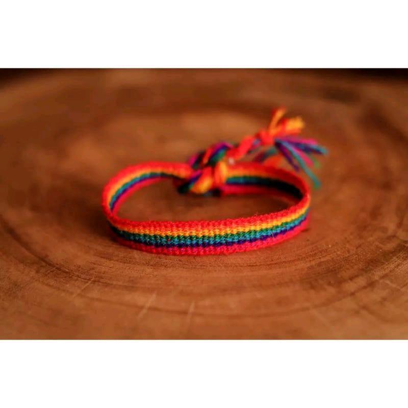 Pulseira Hippie Arco-íris De Lã Tornozeleira LGBT Orgulho Respeito Colorida