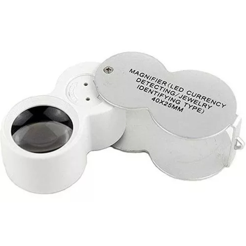 Lupa De Joalheiro 3 Led Uv Lente 25mm 40x Profissional + Case