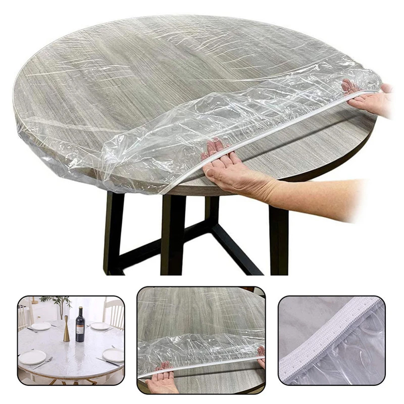 Toalha Capa Transparente mesa Redonda Impermeável Varios Tamanhos Com Elastico