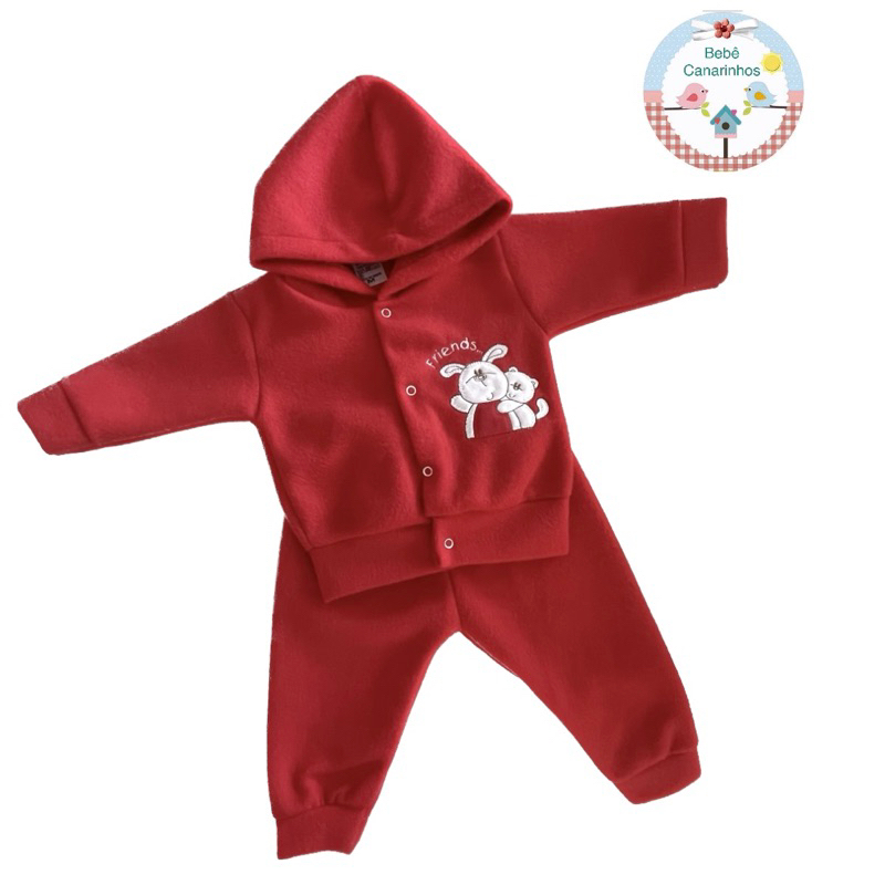 CONJUNTO SOFT CAPUZ BORDADO para Bebês! Várias cores!