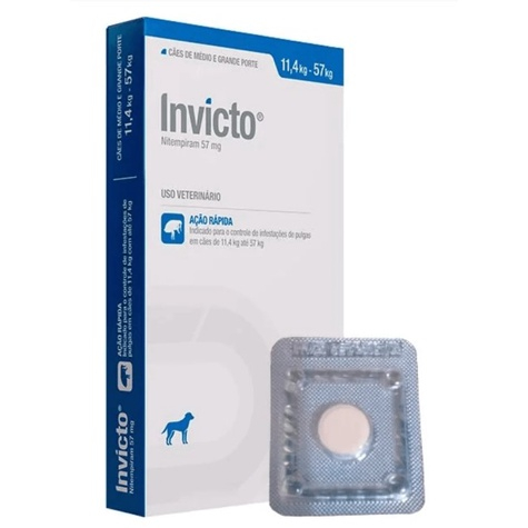 Invicto 57mg Antipulgas P/cães E Gatos De 11,4kg A 57kg - 1 Comprimido