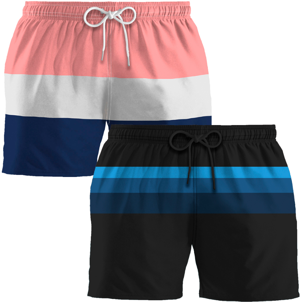 Kit 2 Shorts Praia Masculino Bermuda Masculina Verão Casual Esportivo Básico Em Tactel Com Bolsos
