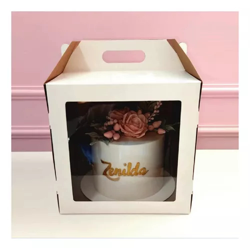 KIT 5~20 Caixas Bolo Alto Visor Confeitaria Cakebox 15x15x15cm - Bentô Cake - Mini Bolo