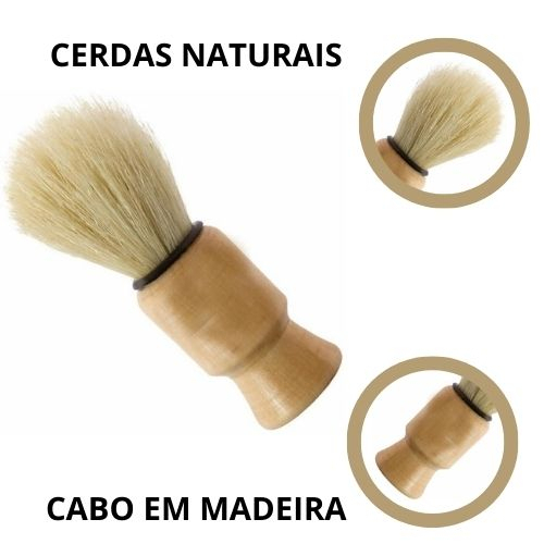 Pincel Para Barba Cerdas Macias Cabo Madeira Retro Pincel P/ Barbear
